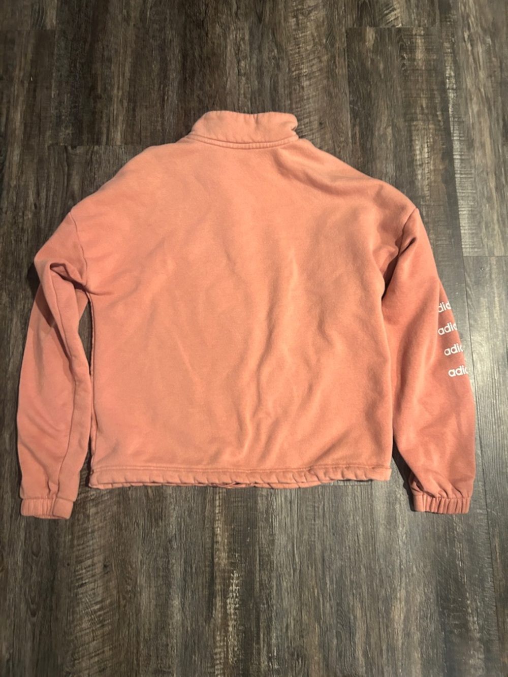 adidas Coral Pink Fleece Quarter-Zip Pullover - Picture 5 of 5